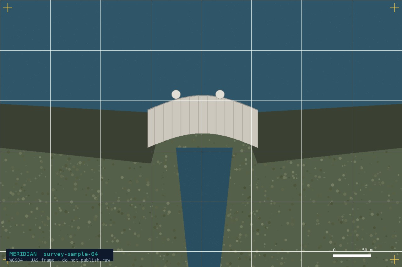 Aerial survey sample frame of a concrete-arch dam